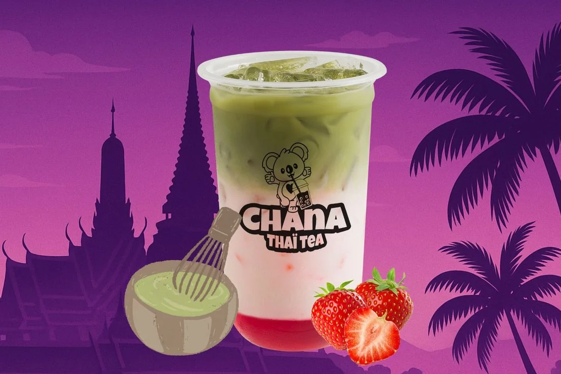 Bubble tea Latte Matcha fraise