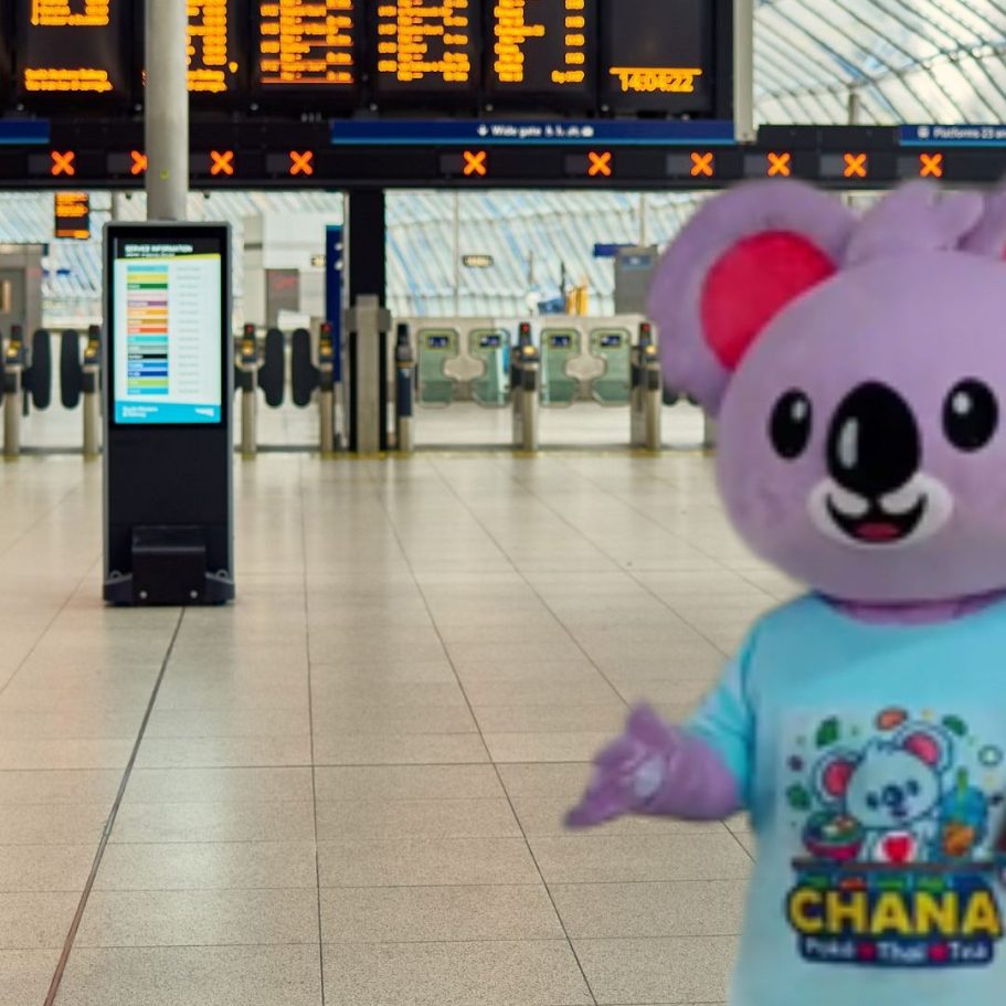 Mascotte Chana Poke Thaï – Gif-sur-Yvette Mascotte Chana Poke Thaï lors d’un événement ou d’une animation